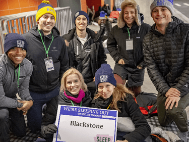 Blackstone employees volunteering for Covenant House's Sleep Out 2021